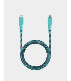 کابل شارژ USB-C به لایتنینگ Energea مدل Fibratough 1.5m-فیروزه‌ای