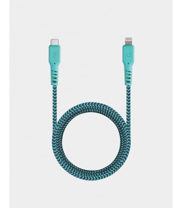 کابل شارژ USB-C به لایتنینگ Energea مدل Fibratough 1.5m-فیروزه‌ای