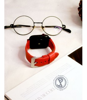 بند اپل واچ چرم دست ساز مناسب سایز ۴۵/۴۴/۴۲ میلی‌متر مدل Minimal-قرمز