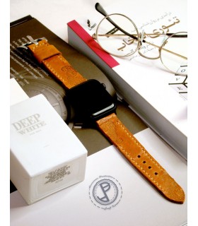 بند اپل واچ چرم دست ساز مناسب سایز ۴۵/۴۴/۴۲ میلی‌متر مدل Persian-عسلی