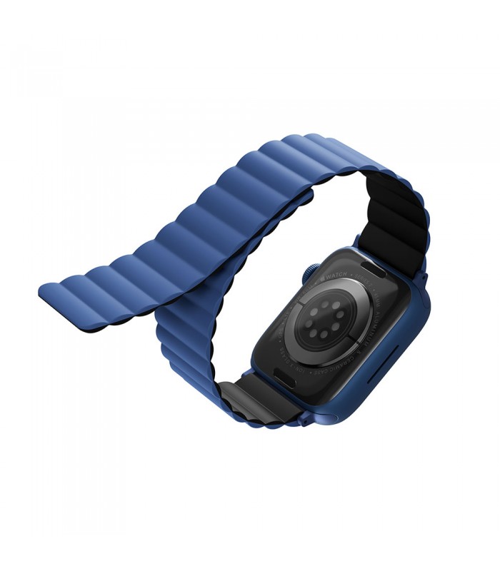 بند دورو اپل واچ  یونیک مدل Uniq Revix Reversible 42/44/45mm-مشکی/آبی-REVBLUBLK