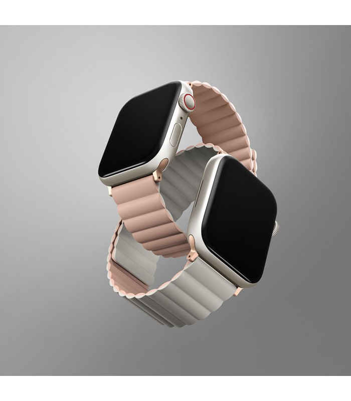 بند دورو اپل واچ  یونیک مدل Uniq Revix Reversible 38/40/41mm-صورتی/بژ-REVPNKBEG