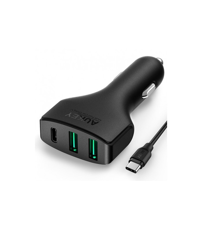 شارژر فندکی ۳ پورت ۴۹.۵ وات آکی مدل Aukey USB-C Car Charger CC-Y3