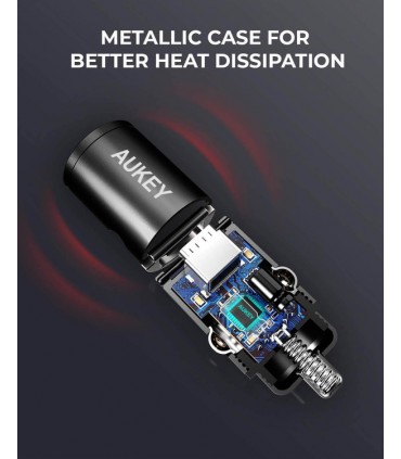 شارژر فندکی ۲ پورت ۳۰ وات آکی مدل Aukey CC-A3