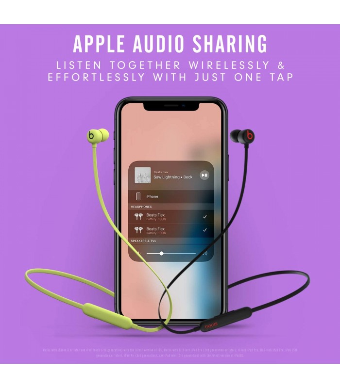 هدفون بی‌سیم توگوشی بیتس فلکس مدل Beats Flex | رنگ فسفری