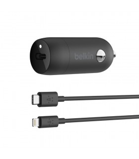 شارژر فندکی USB-C بلکین مدل Belkin USB-C 20W به همراه کابل لایتنینگ
