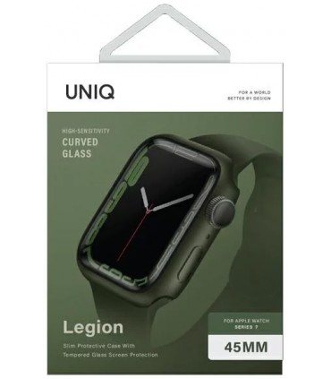 کیس گلس‌دار اپل واچ ۴۵ میلی‌متری یونیک مدل Uniq Legion-سبز-LEGNGRN