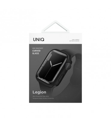 کیس گلس‌دار اپل واچ ۴۵ میلی‌متری یونیک مدل Uniq Legion-مشکی-LEGNBLK