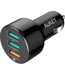 شارژر فندکی ۳ پورت آکی مدل Aukey 3-Port Car Charger CC-T11