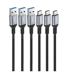 پک ۳ تایی کابل ۱ متری USB-C به USB-A آکی مدل Aukey CB-CMD1-مشکی