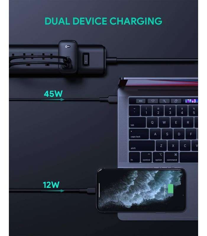 شارژر دیواری ۲ پورت ۶۵ وات آکی مدل Aukey Omnia Mix 65W PA-B3-مشکی