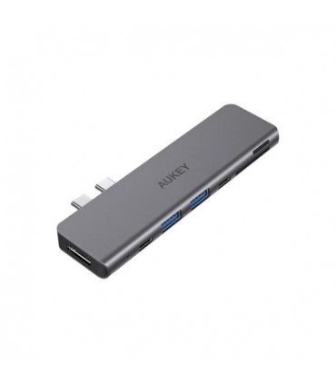 هاب ۷ پورت آکی مدل Aukey Unity Thunderbolt 7 in 1 USB-C CB-C76-نقره‌ای