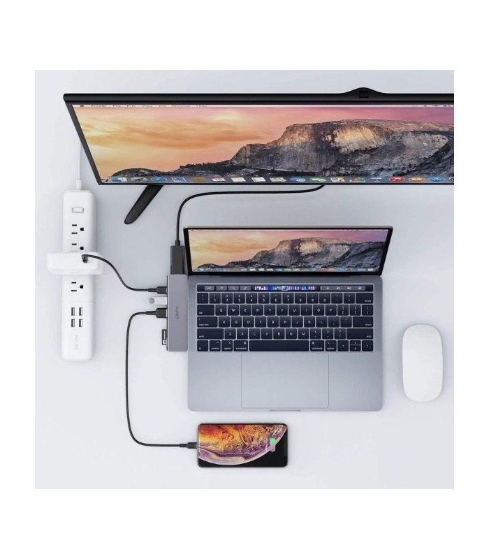 هاب ۷ پورت آکی مدل Aukey Unity Thunderbolt 7 in 1 USB-C CB-C76-نقره‌ای