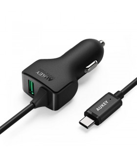 شارژر فندکی ۲ پورت ۲۷ وات آکی مدل Aukey 2 Port USB-C Car Charger CC-Y4