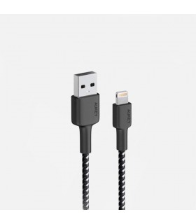 کابل ۱.۲ متری لایتنینگ به USB-A آکی مدل Aukey Braided Nylon CB-BAL3-مشکی