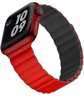 بند دورو اپل واچ  ویوا مادرید مدل Viva Madrid Cosmo Reversible 42/44/45mm-قرمز/ذغالی-REDDGY44