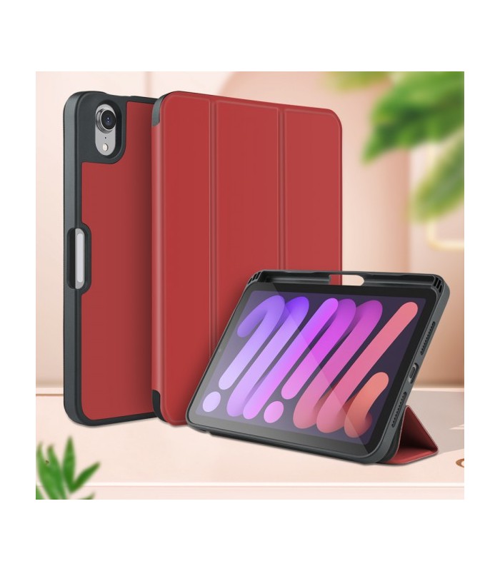 کیف کلاسوری آیپد مینی ۶ سایز ۸.۳ اینچی گرین مدل Green Premium Vegan Leather-قرمز