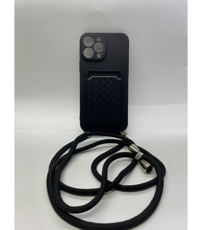 کیس محافظ بند دار مناسب iPhone 13 Pro-مشکی با بند مشکی
