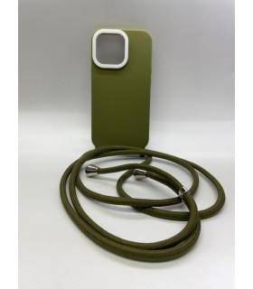 کیس محافظ بند دار مناسب iPhone 13 Pro-سبز با بند سبز