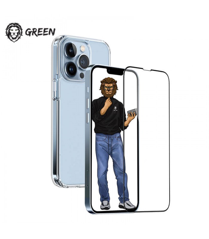 پک قاب و گلس گرین مناسب iPhone 13pro مدل Green 2 in 1Protection Pack