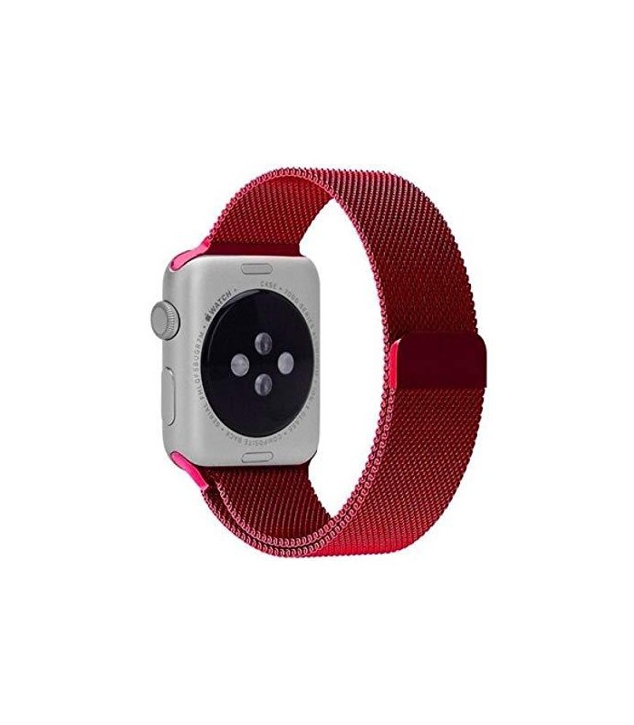 بند استیل اپل واچ مدل Milanese Loop رنگ قرمز برای مدل‌های ۴۴ و ۴۲ میلی‌متر - مشابه اصلی