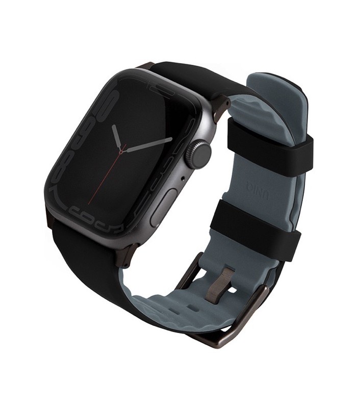 بند سیلیکونی اپل واچ یونیک مدل UNIQ Linus Airosoft رنگ مشکی سایز 38/40/41mm-LINUSBLK