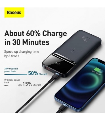 پاوربانک ۱۰ هزار وایرلس بیسوز مدل Baseus Magnetic Wireless Quick Charging 20w