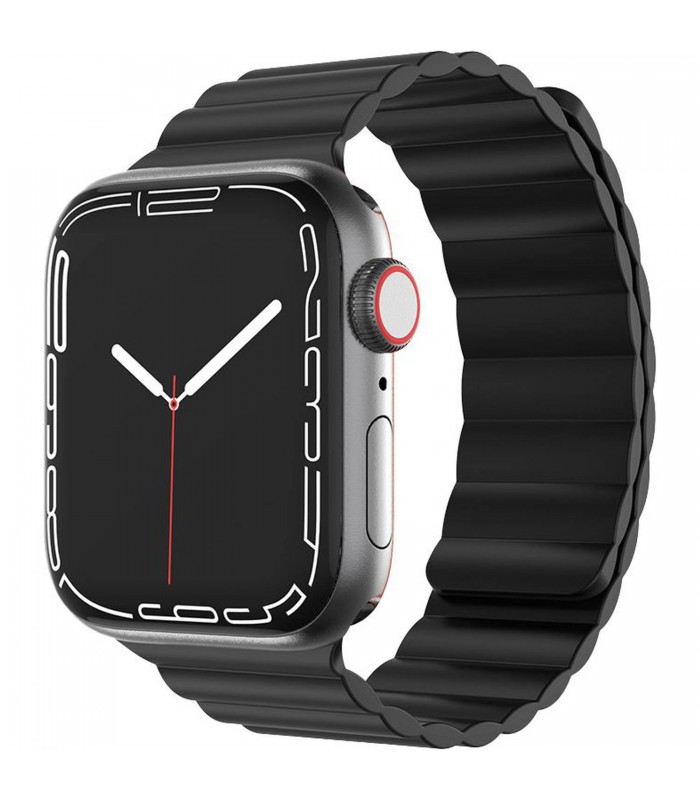 بند آهنربایی اپل واچ  گرین مدل Green Silicone + Magnets Watchband 42/44/45mm-مشکی