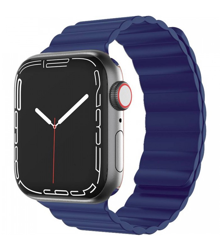 بند آهنربایی اپل واچ  گرین مدل Green Silicone + Magnets Watchband 42/44/45mm-سورمه‌ای
