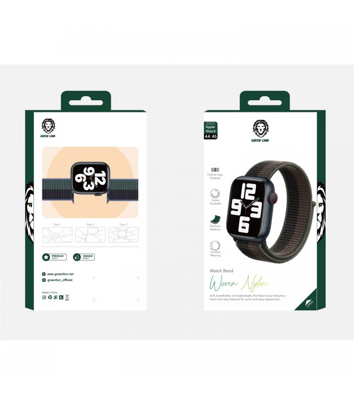 بند نایلون بافته شده اپل واچ  گرین مدل Green Woven Nylon 42/44/45mm-سبز ارتشی