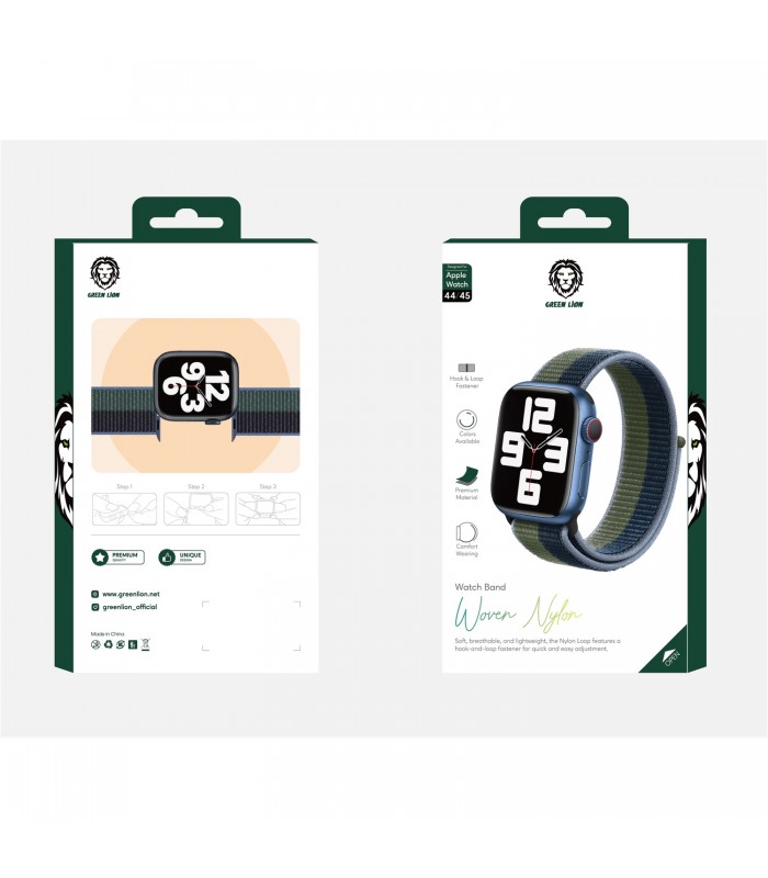 بند نایلون بافته شده اپل واچ  گرین مدل Green Woven Nylon 42/44/45mm-سبز/آبی