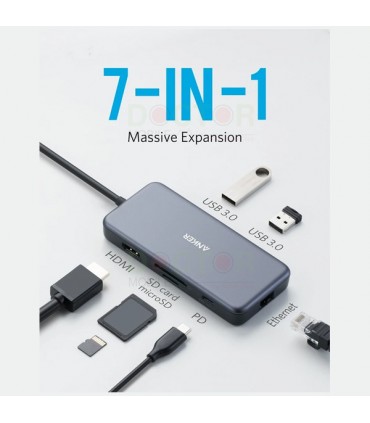 هاب شارژر ۷ در ۱ انکر مدل Anker PowerExpand+ 7-in-1 USB-C PD Ethernet Hub-A8352HA1