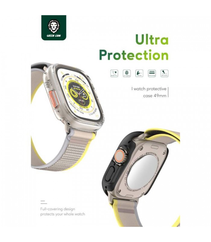 کیس گلس‌دار اپل واچ ۴۹ میلی‌متری گرین مدل Green Guard Pro-شفاف