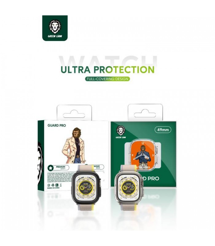کیس گلس‌دار اپل واچ ۴۹ میلی‌متری گرین مدل Green Guard Pro-شفاف