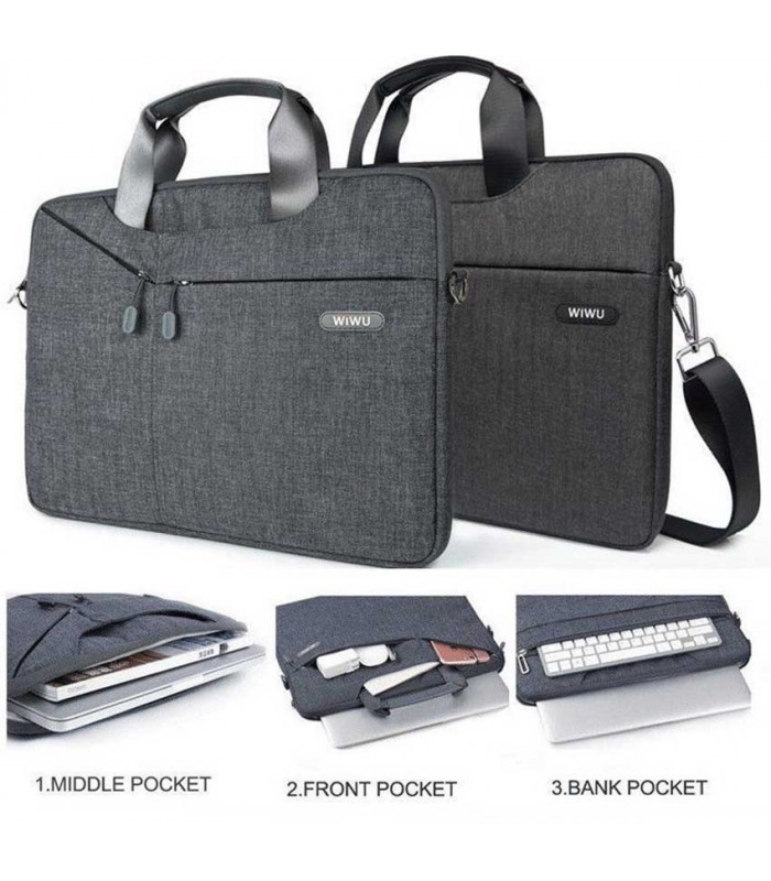 کیف شانه‌آویز لپتاپ ۱۵ اینچی ویوو مدل WIWU City Commuter Bag-خاکستری