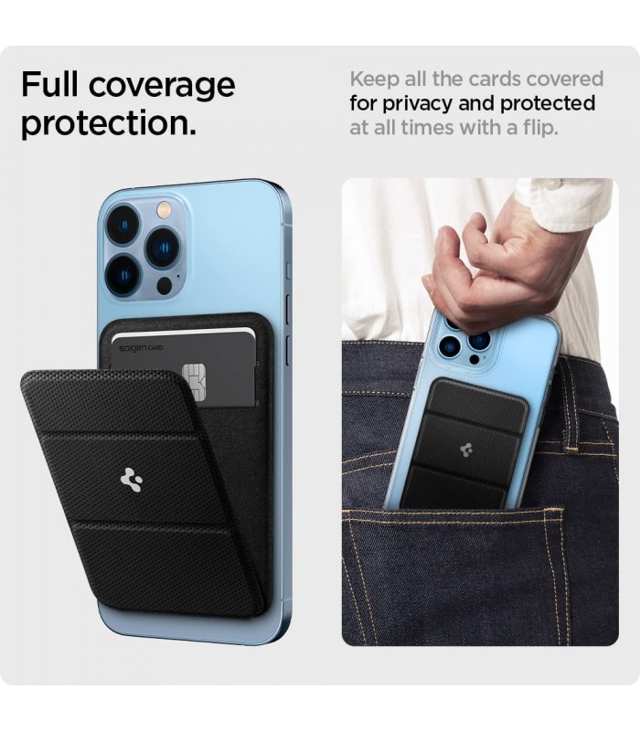 جاکارتی مگ سیف استند‌دار اسپیگن مدل Spigen Smart Fold Card Holder-مشکی-AMP02746