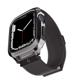 بند و کیس اپل واچ ۴۴/۴۵ میلی‌متری اسپیگن مدل Spigen Metal Fit Pro Case & WatchBand-خاکستری-ACS04585