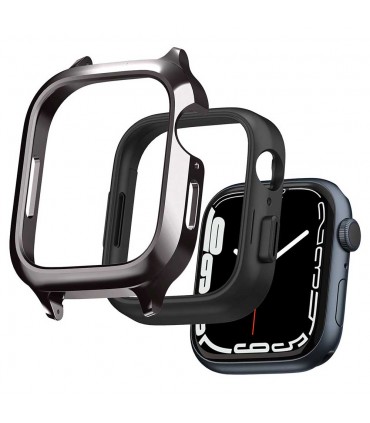 بند و کیس اپل واچ ۴۴/۴۵ میلی‌متری اسپیگن مدل Spigen Metal Fit Pro Case & WatchBand-خاکستری-ACS04585