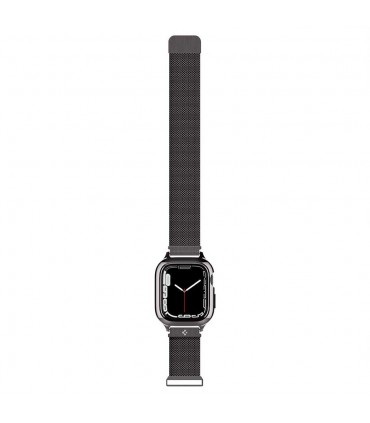بند و کیس اپل واچ ۴۴/۴۵ میلی‌متری اسپیگن مدل Spigen Metal Fit Pro Case & WatchBand-خاکستری-ACS04585