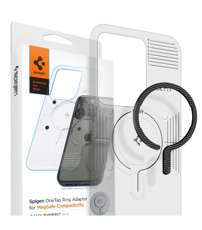 مبدل آهنربایی مگ سیف اسپیگن مدل Spigen One Tap Ring Adapter MagSafe-کربن-ACP03804