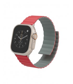 بند دورو اپل واچ  لولو مدل Levelo Cosmo Reversible 42/44/45/49mm-قرمز/خاکستری