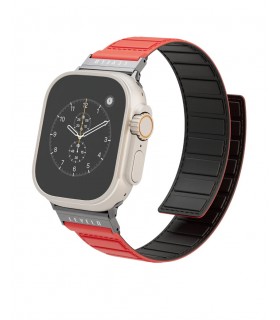 بند دورو اپل واچ  لولو مدل Levelo Vogue Reversible 42/44/45/49mm-قرمز/مشکی