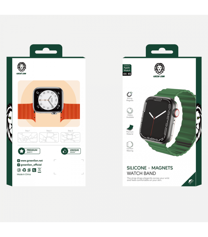 بند آهنربایی اپل واچ  گرین مدل Green Silicone + Magnets Watchband 42/44/45mm-سبز