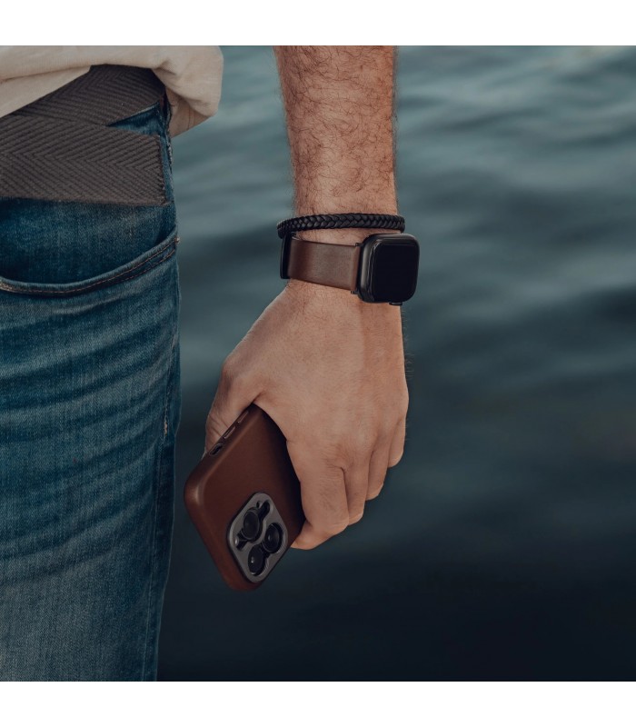 بند چرمی اپل واچ سندمارک مدل Sandmarc Leather Edition Apple Watch Band 42/44/45/49mm-قهوه‌ای