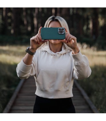 کیس چرمی مگ‌سیف‌دار سندمارک | Sandmarc مدل Leather Pro Case Magnetic مناسب iPhone 14 Pro-سبز‌آبی