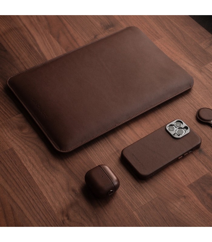 کاور چرمی مک بوک پرو ۱۶ اینچی سندمارک مدل Sandmarc Leather Edition Macbook Pro Sleeve 16-قهوه‌ای