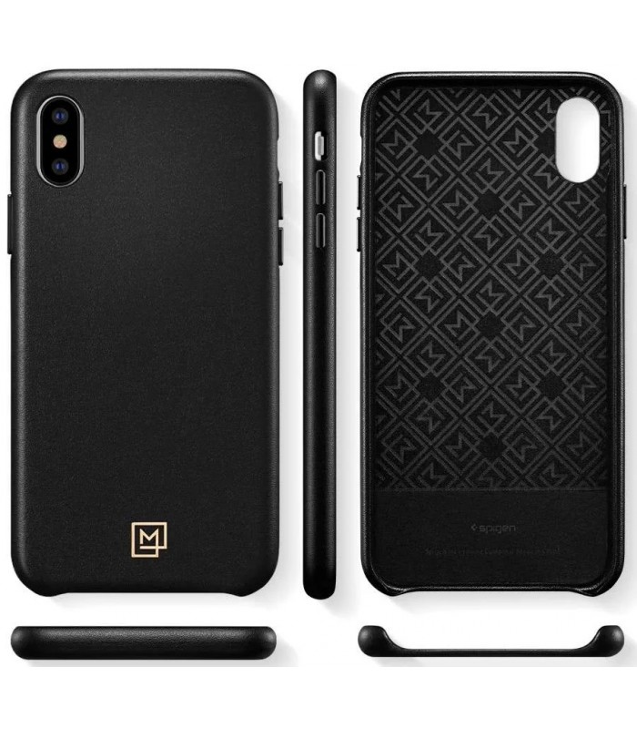 کیس چرمی Spigen مدل LA MANON CALIN مناسب iPhone X/XS-مشکی-063CS25321