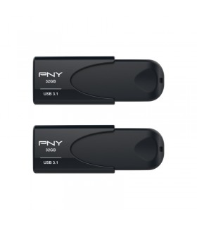 پک دو عددی فلش مموری پی ان وای مدل PNY Attache 4 32GB USB 3.1 Flash Drive-کشویی مشکی