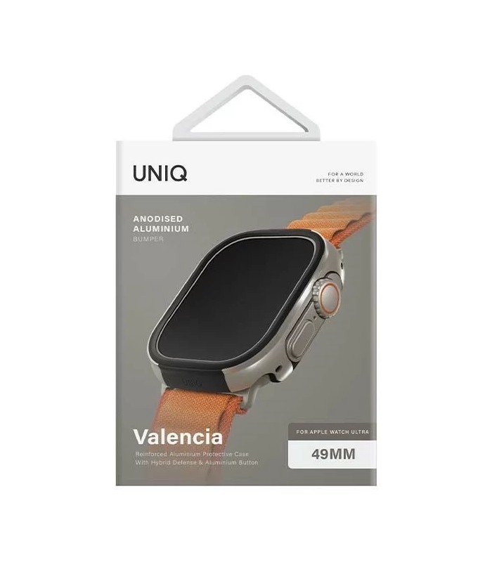 کیس ضد ضربه فلزی اپل واچ اولترا ۴۹ میلی‌متری یونیک مدل Uniq Valencia-نقره‌ای-VALSIL