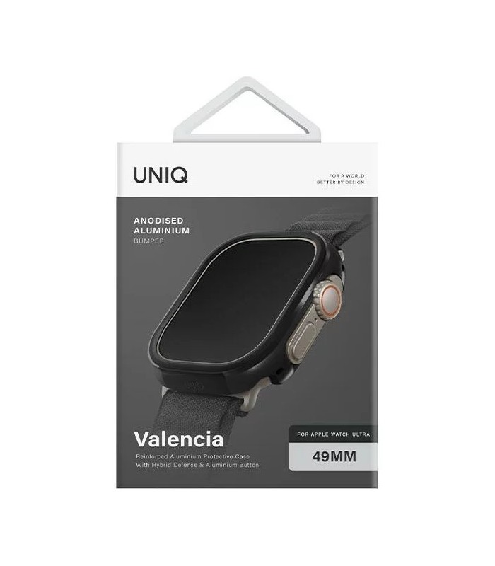 کیس ضد ضربه فلزی اپل واچ اولترا ۴۹ میلی‌متری یونیک مدل Uniq Valencia-مشکی-VALBLK